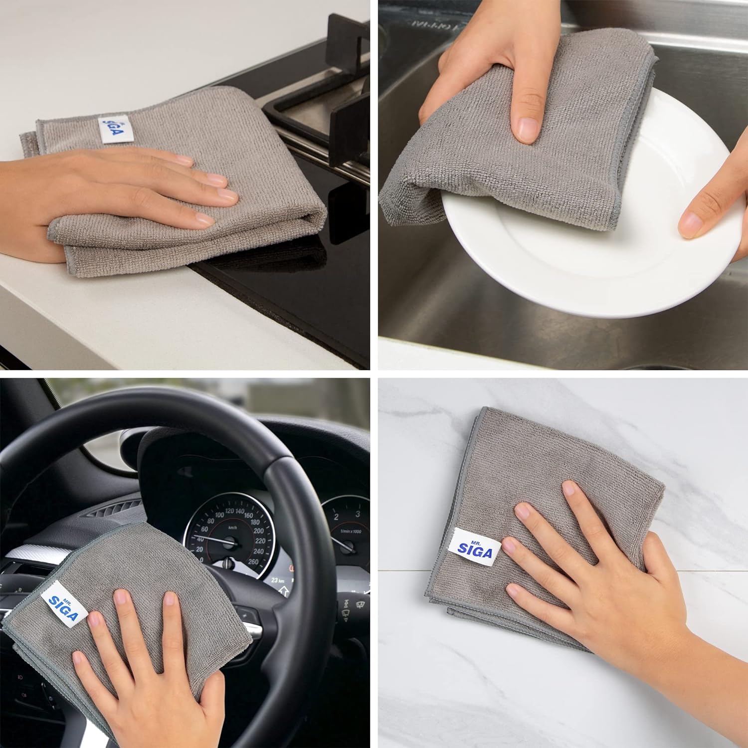 MR.SIGA Microfiber Cleaning Cloth,Pack of 12,Size:12.6