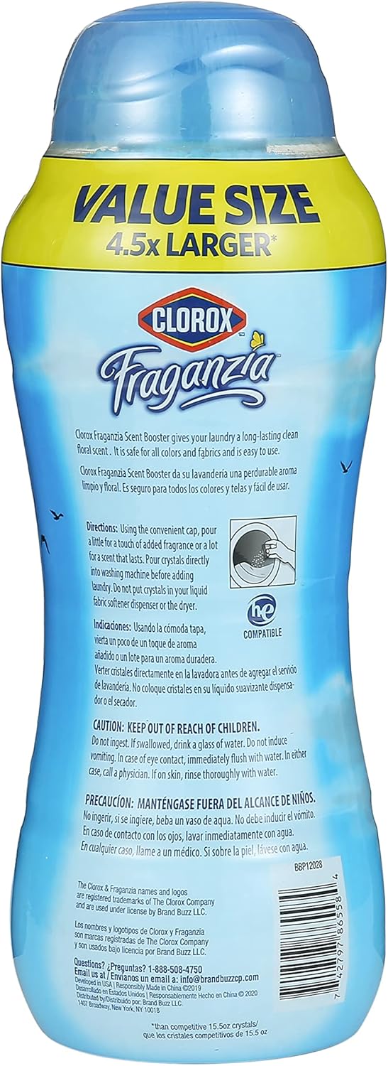 Clorox Fraganzia In-Wash Scent Booster Crystals in Ocean Scent, 18 Oz Twin Pack | Laundry Scent Booster Crystals | In-wash Scent Booster for Fresh Laundry in Ocean Scent 18 Ounce Twin Pack, 36oz