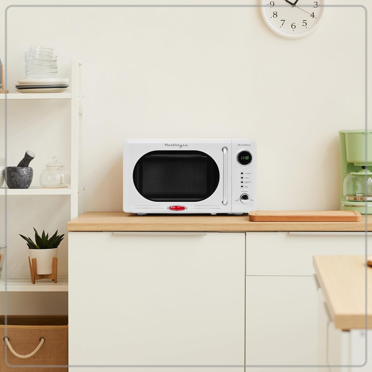 Nostalgia Retro Compact Countertop Microwave Oven - 0.7 Cu. Ft. - 700-Watts with LED Digital Display - Child Lock - Easy Clean Interior - Aqua