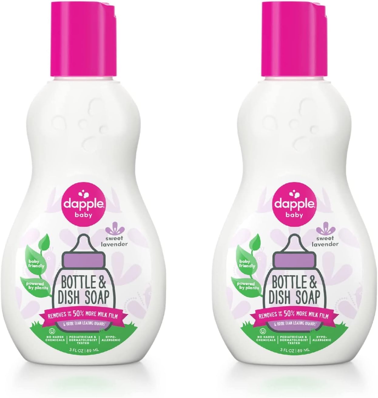 Dapple Baby Bottle Soap, Hypoallergenic Dish Soap for Baby Bottles, Powered by Plants, 1 Pump Included, Packaging May Vary, Fragrance Free, 16.9 Fl Oz (Pack of 3)