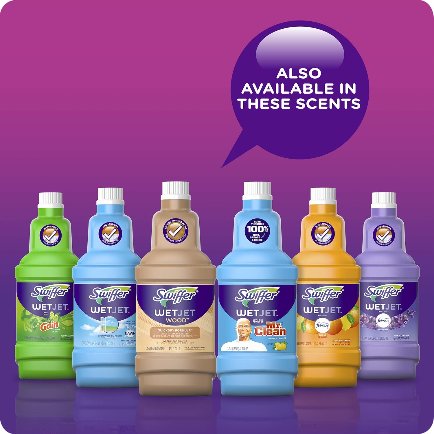 Swiffer WetJet Multi-Purpose Floor Cleaner Solution with Febreze Refill, Lavender Scent, 1.25 Liter -42.2 Fl Oz (Pack of 2)