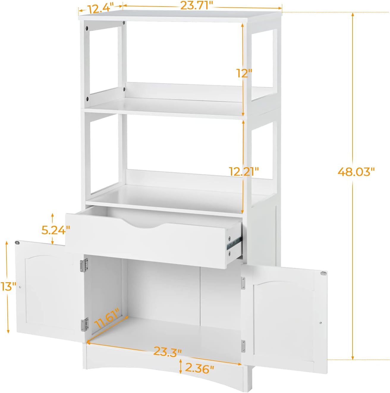 Sideboard Storage Cabinet with 2 Open Shelves
