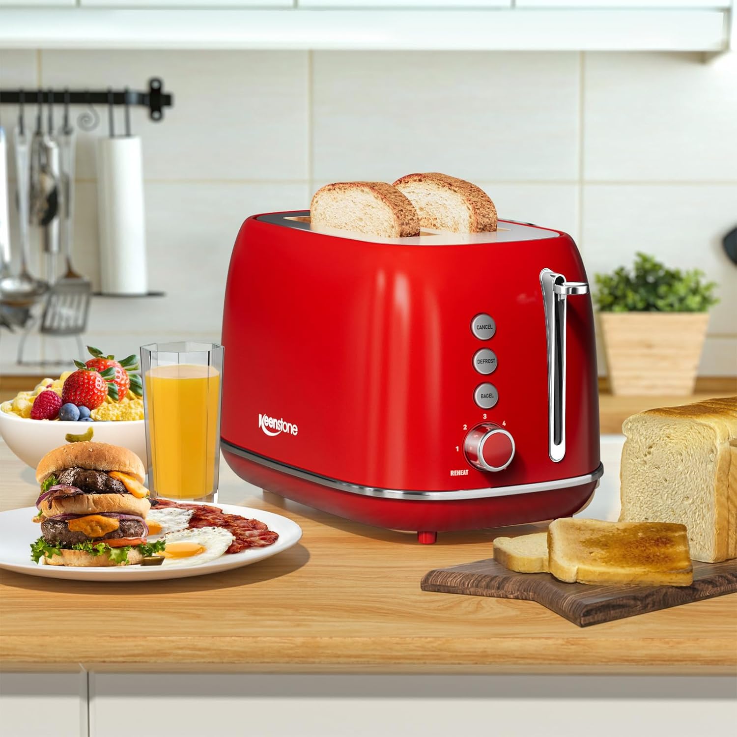 2 Slice Stainless Steel Toaster Retro with 6 Bread Shade Settings, Bagel, Cancel, Defrost Function, 2 Slice Toaster with Extra Wide Slot, Removable Crumb Tray, White