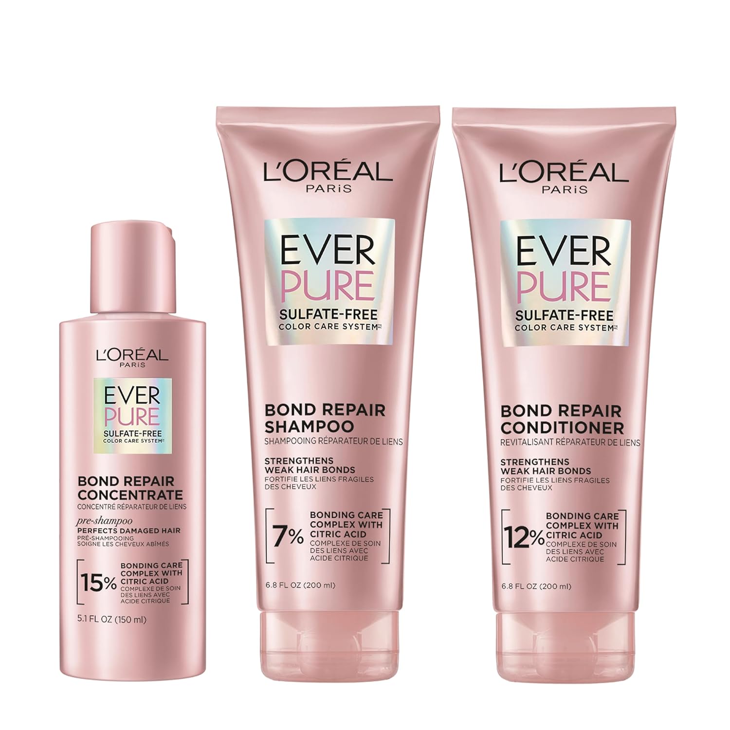 L'Oreal Paris EverPure Sulfate-Free Vegan Hair Care Kit - Shampoo and Conditioner to Strengthen and Repair Hair Bonds (Packaging May Vary)