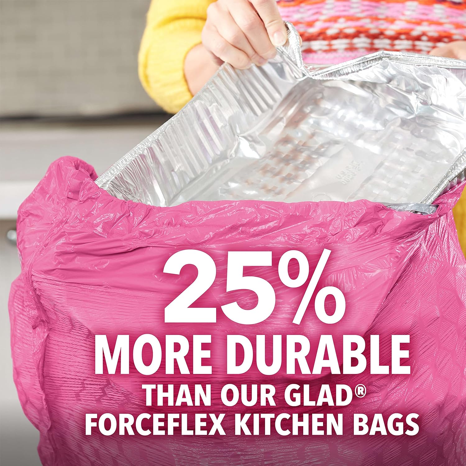 Glad ForceFlex MaxStrength with Clorox Trash Bags, 13 Gal, Lemon Fresh Bleach, 90 Ct, Pack May Vary