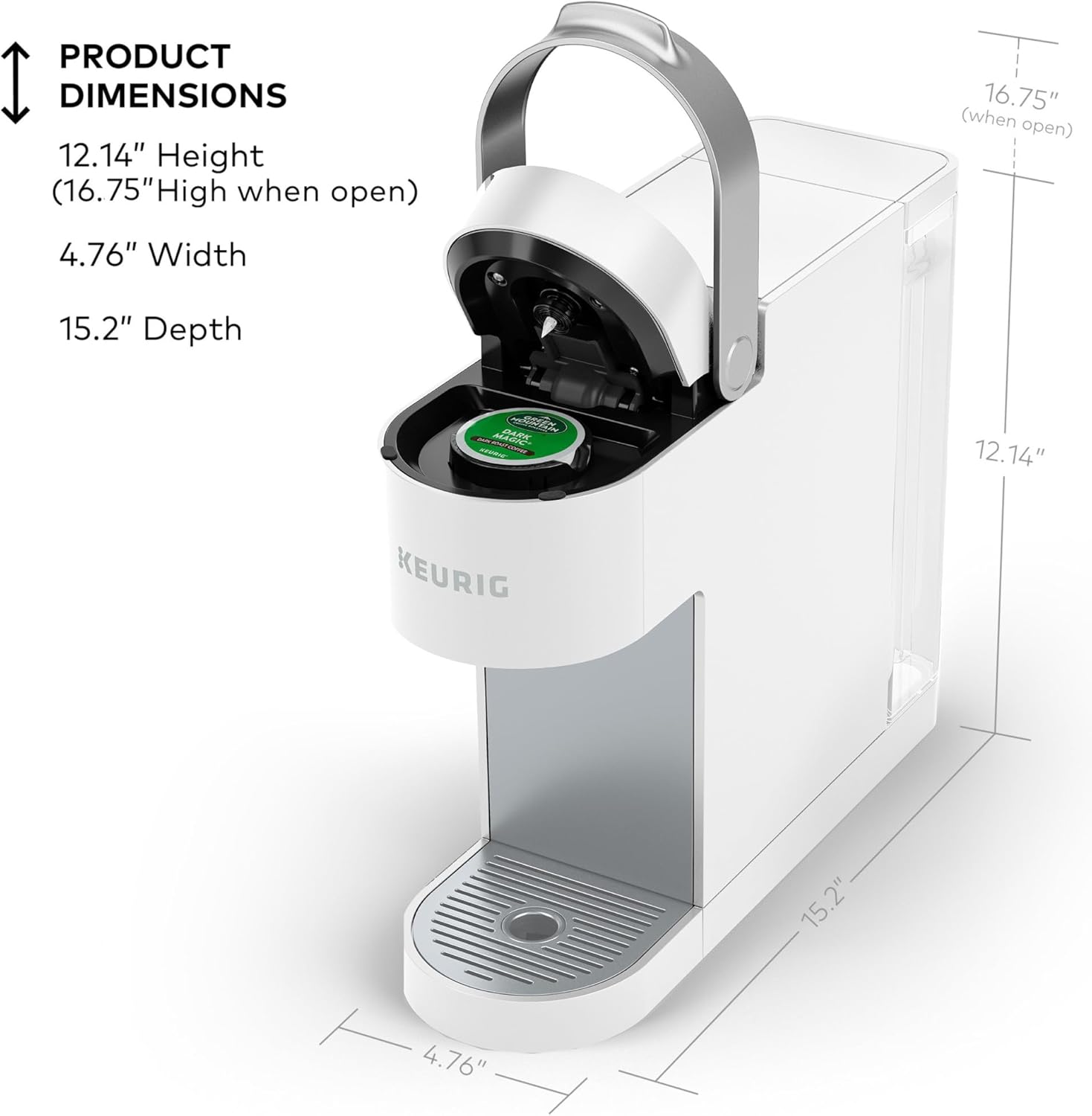 Keurig K-Slim Single Serve K-Cup Pod Coffee Maker, Multistream Technology, 3 Brew Sizes, Slim and Sleek Design, 46oz Removable Reservoir, Black