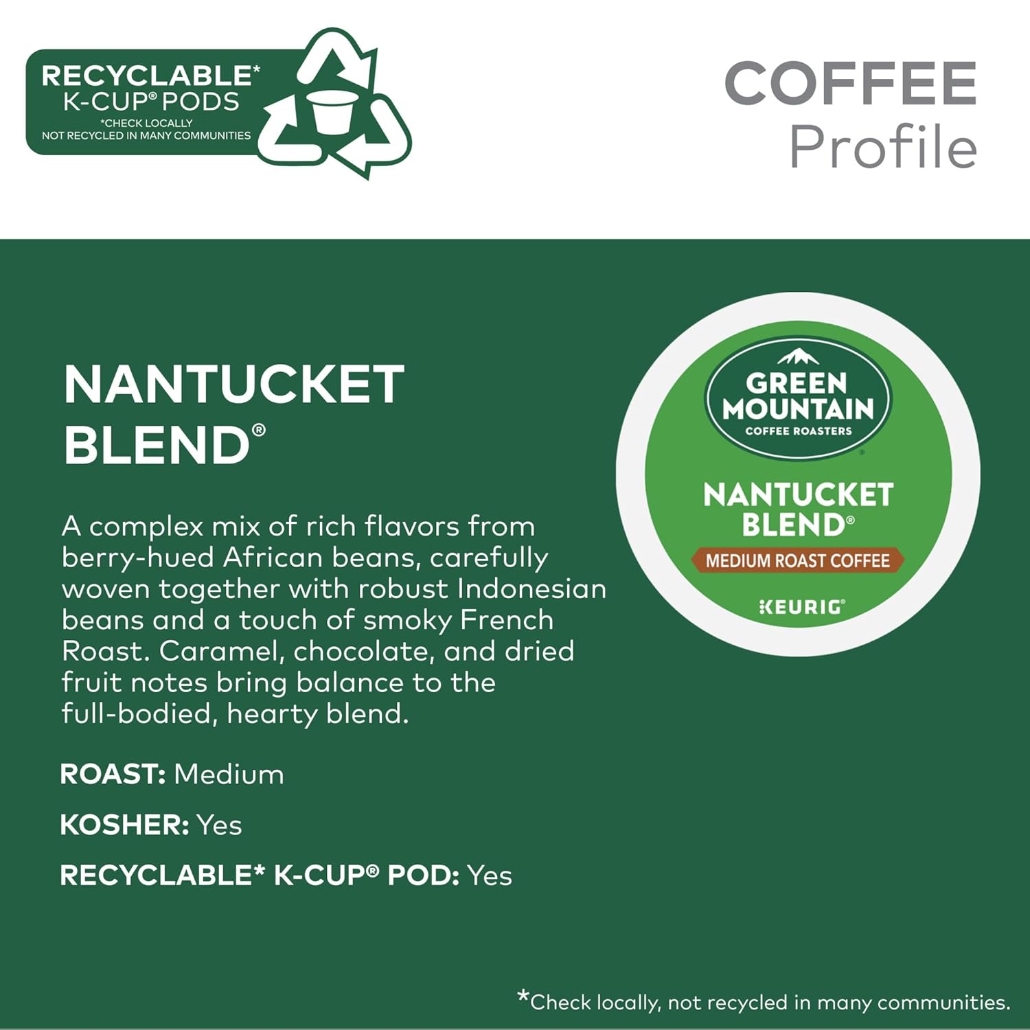 Green Mountain Coffee Roasters Half Caff Keurig Single-Serve K-Cup pods, Medium Roast Coffee, 72 Count (6 Packs of 12)