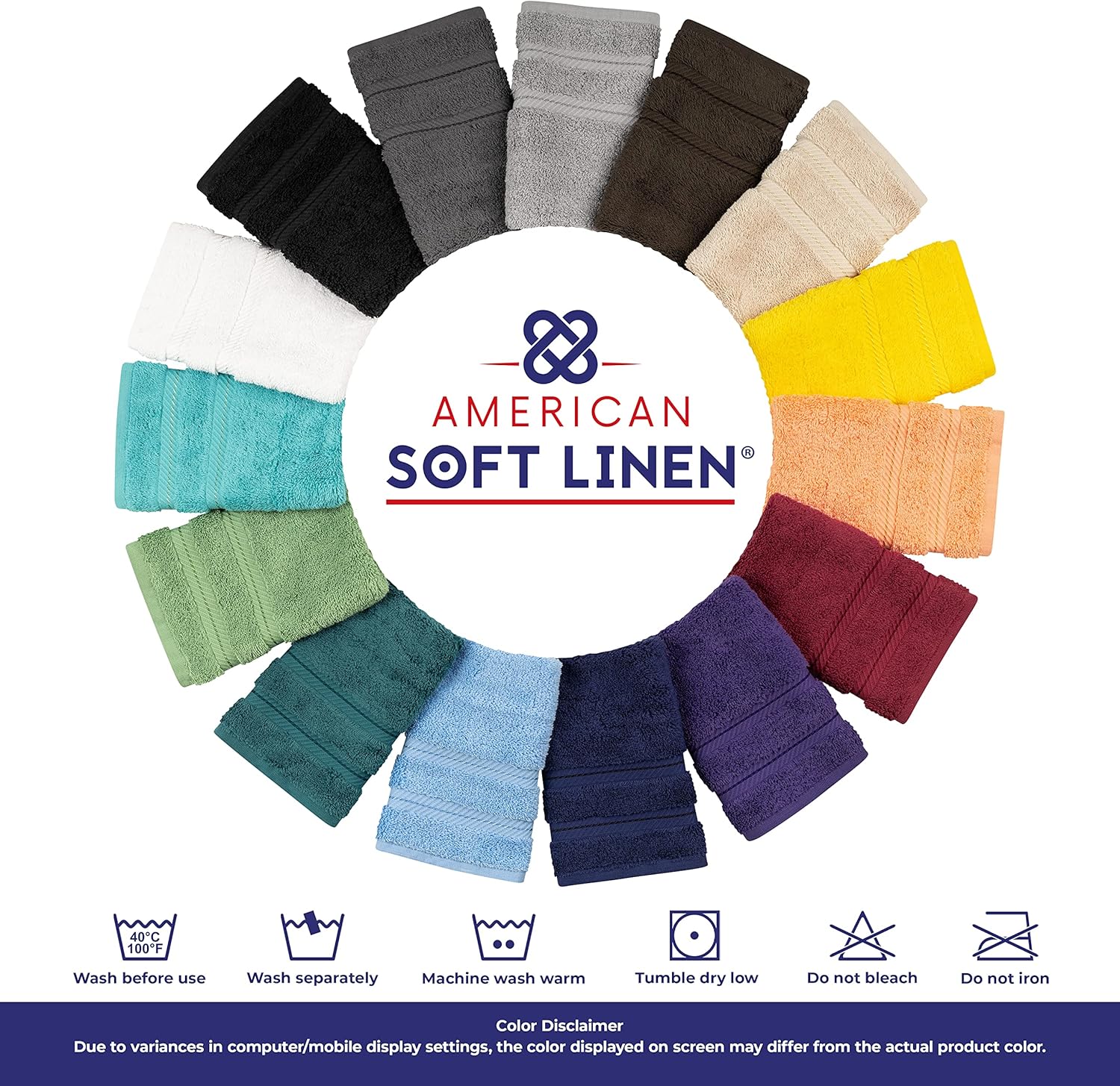 American Soft Linen Luxury 6 Piece Towel Set, 2 Bath Towels 2 Hand Towels 2 Washcloths, 100% Cotton Turkish Towels for Bathroom, Light Grey Towel Sets