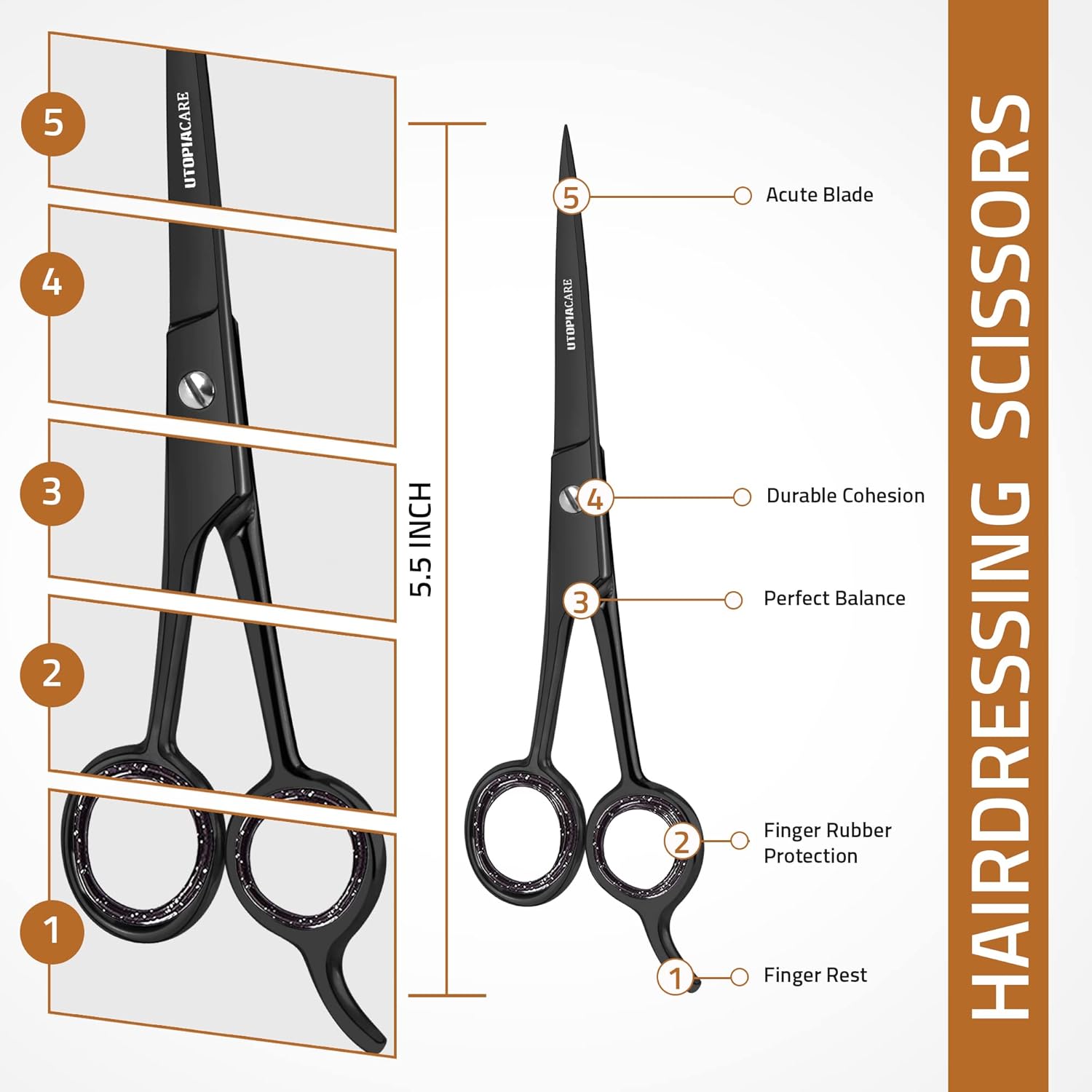 Utopia Care Hair Cutting and Hairdressing Scissors 6.5 Inch, Premium Stainless Steel shears with smooth Razor & Sharp Edge Blades, for Salons, Men & Women, Kids, Adults, & Pets - Silver