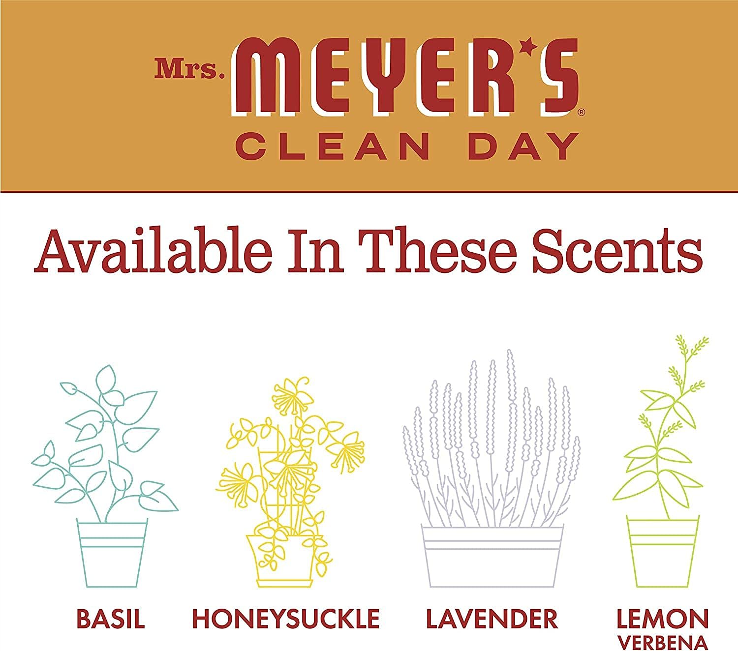 MRS. MEYER'S CLEAN DAY Liquid Dish Soap, Biodegradable Formula, Basil, 16 fl. oz - Pack of 3