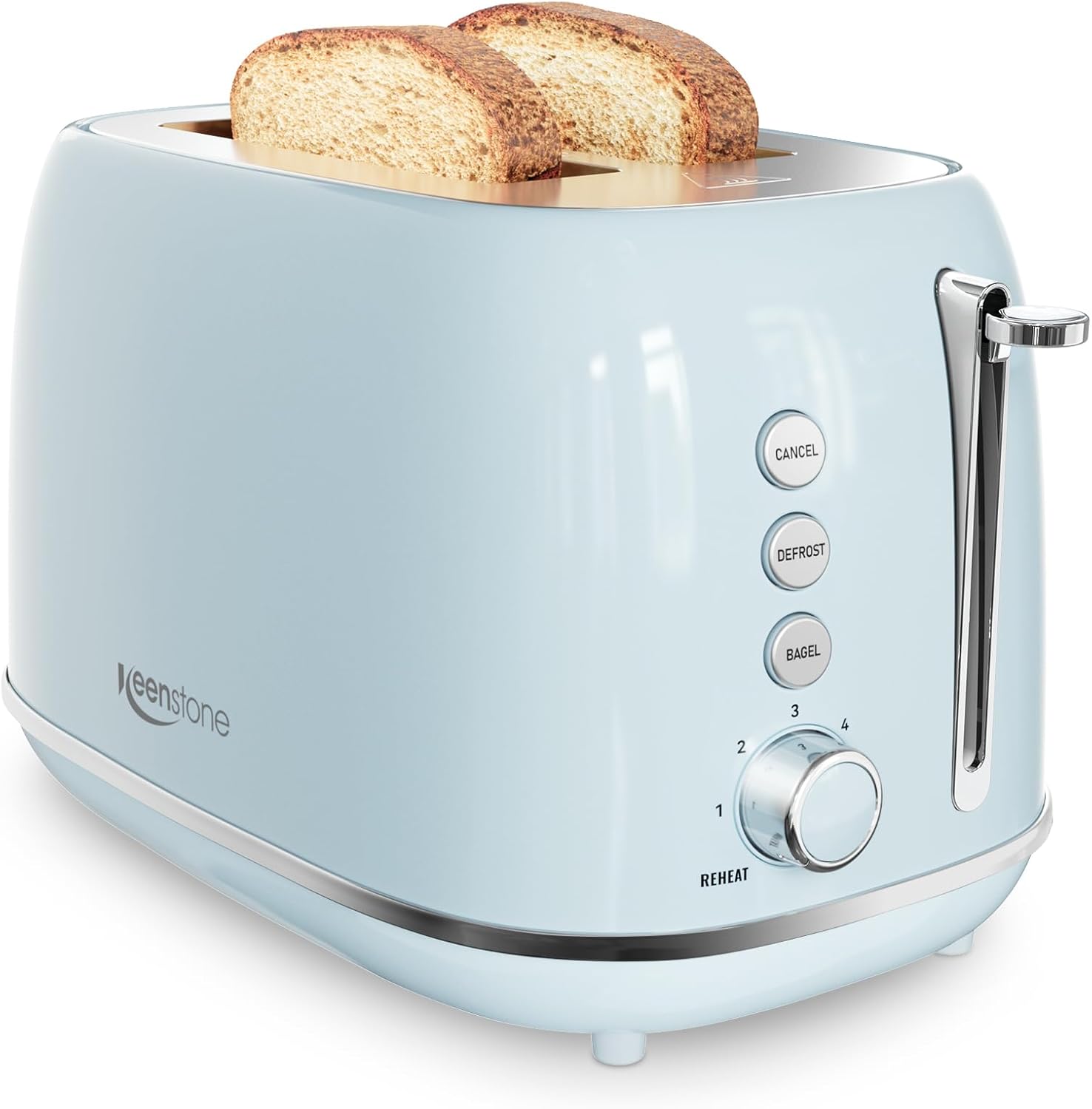 2 Slice Stainless Steel Toaster Retro with 6 Bread Shade Settings, Bagel, Cancel, Defrost Function, 2 Slice Toaster with Extra Wide Slot, Removable Crumb Tray, White