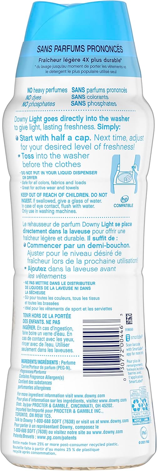 Downy Light In Wash Scent Booster Beads, Ocean Mist Scent, 24 oz, Downy Scent Booster Beads, Laundry Beads, No Heavy Perfumes