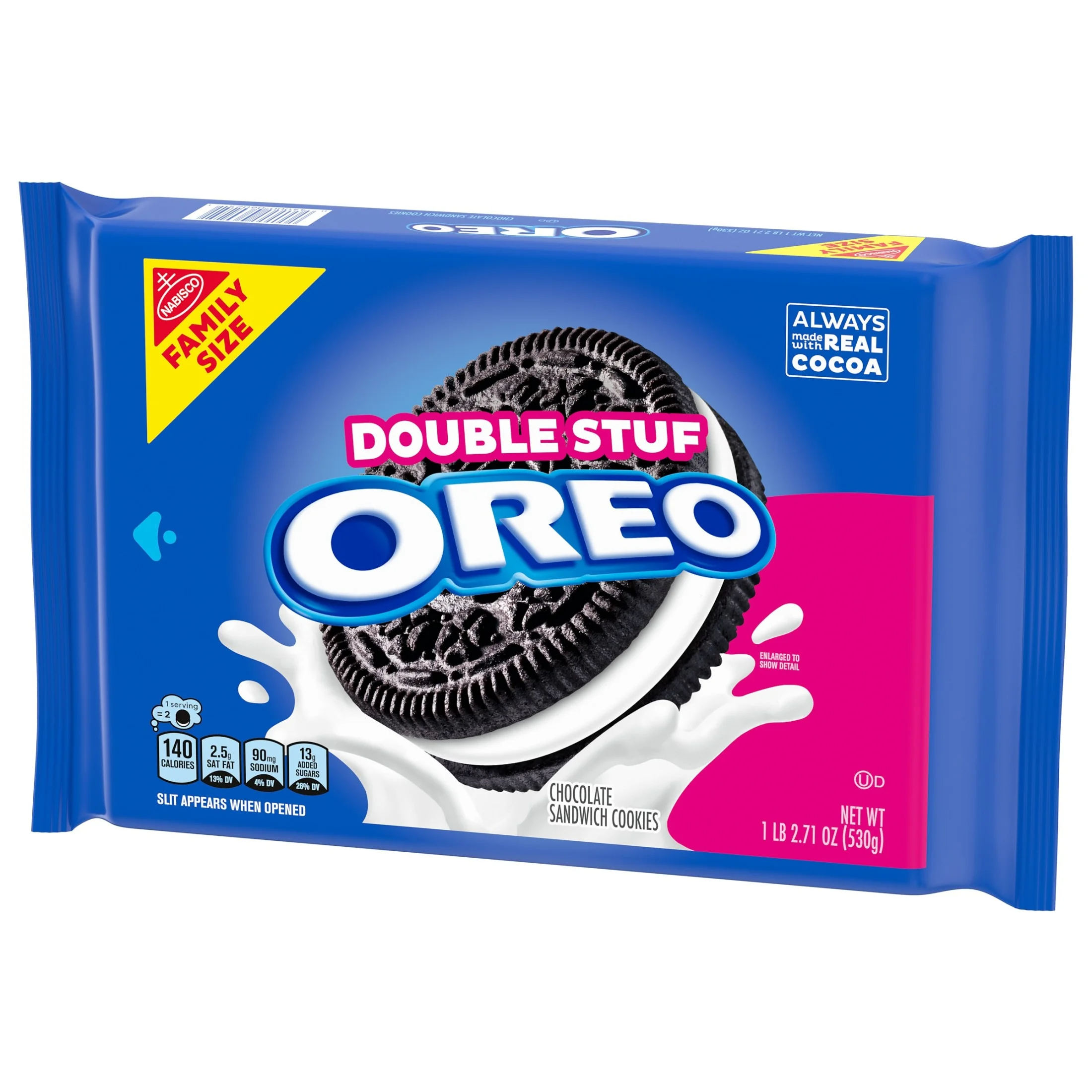 (3 pack) OREO Double Stuf Chocolate Sandwich Cookies, Family Size, 18.71 oz