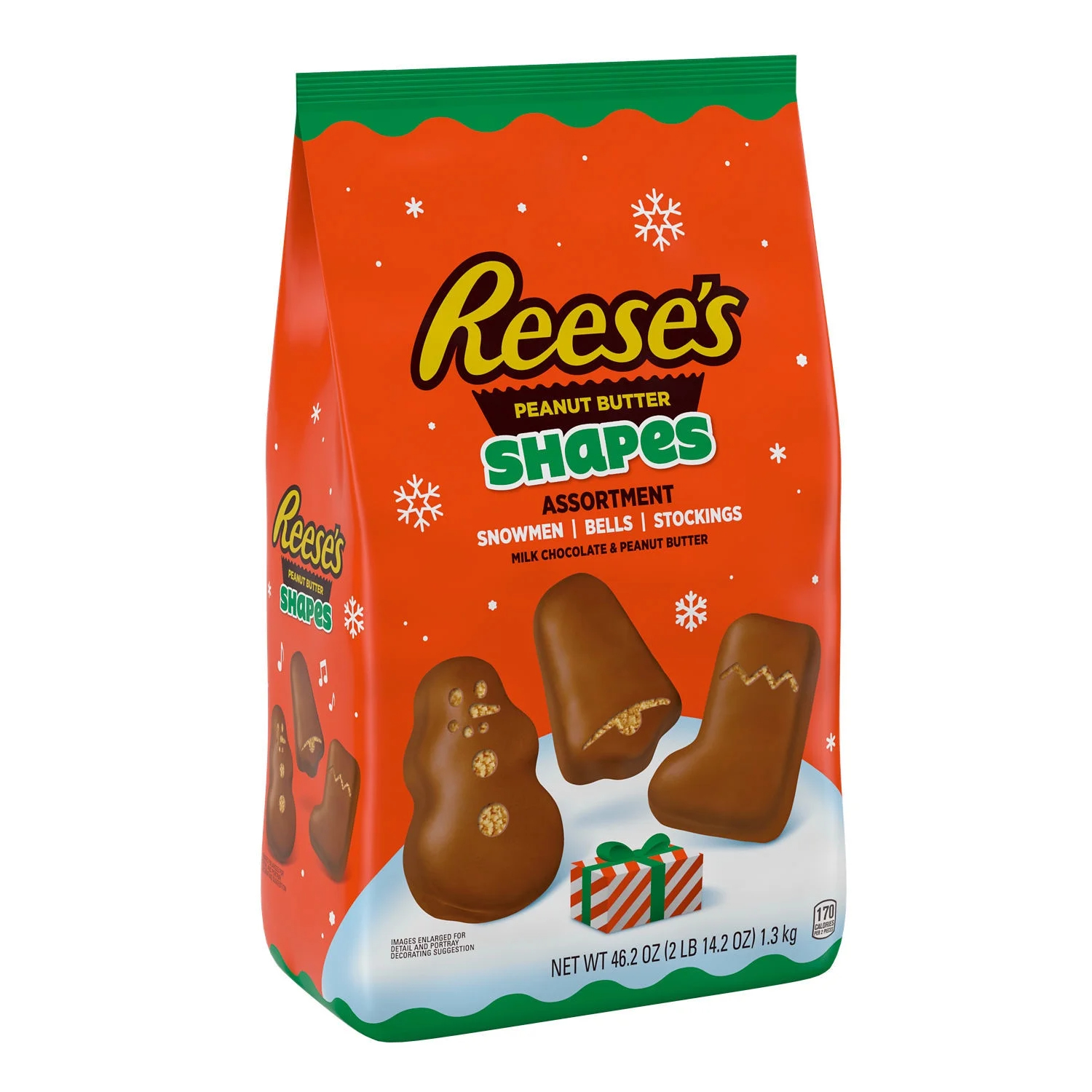 Reese's Assorted Milk Chocolate Peanut Butter Shapes Christmas Candy, Bulk Bag 46.2 oz