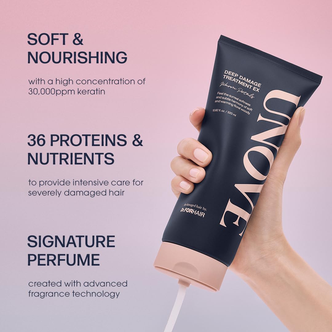UNOVE Deep Damage Hair Treatment Mask Ex 320 ml/10.82fl.oz | Protein-Rich Nourishment | Deep Conditioner for Dry Damaged Hair | Fast & Easy Hair Mask | Deep Conditioning & Moisturizing | DR.FORHAIR