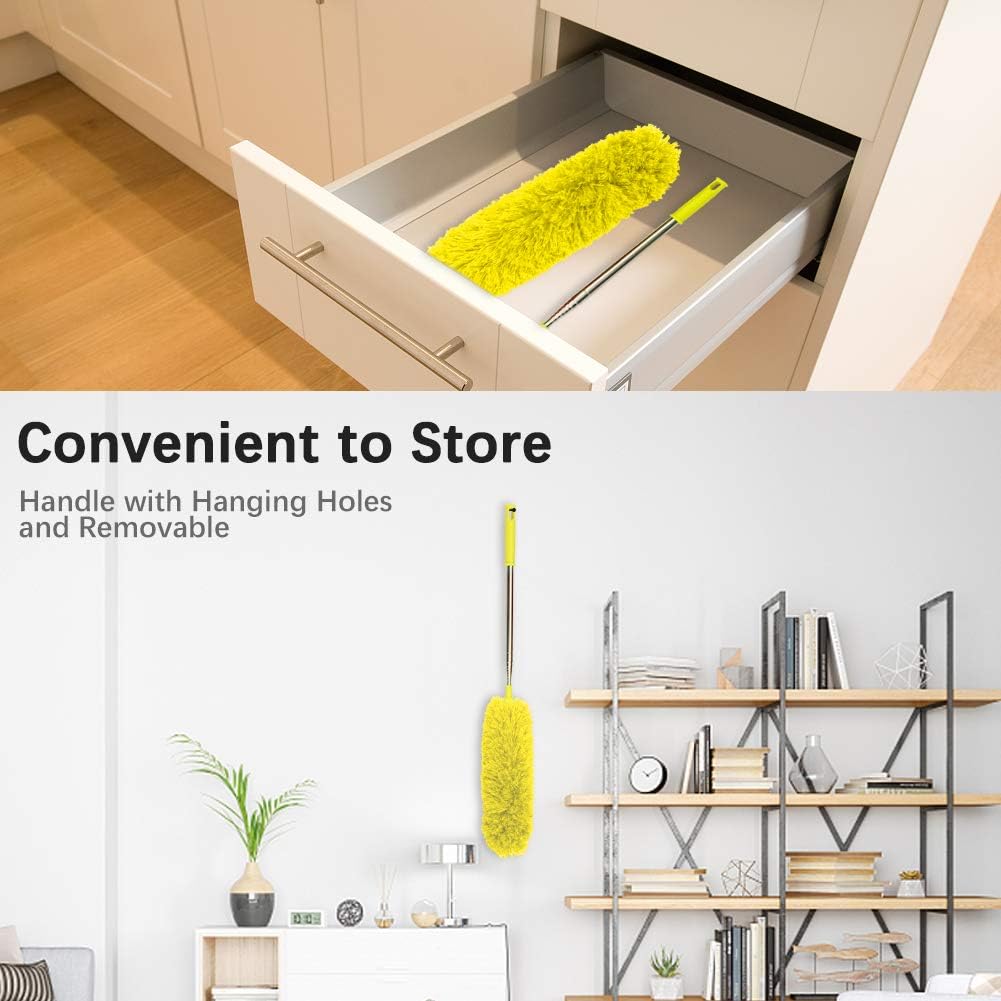 DELUX Microfiber Feather Duster Extendable Duster with 100 inches Extra Long Pole, Bendable Head & Long Handle Dusters for Cleaning Ceiling Fan, High Ceiling, Blinds, Furniture & Cars Gray