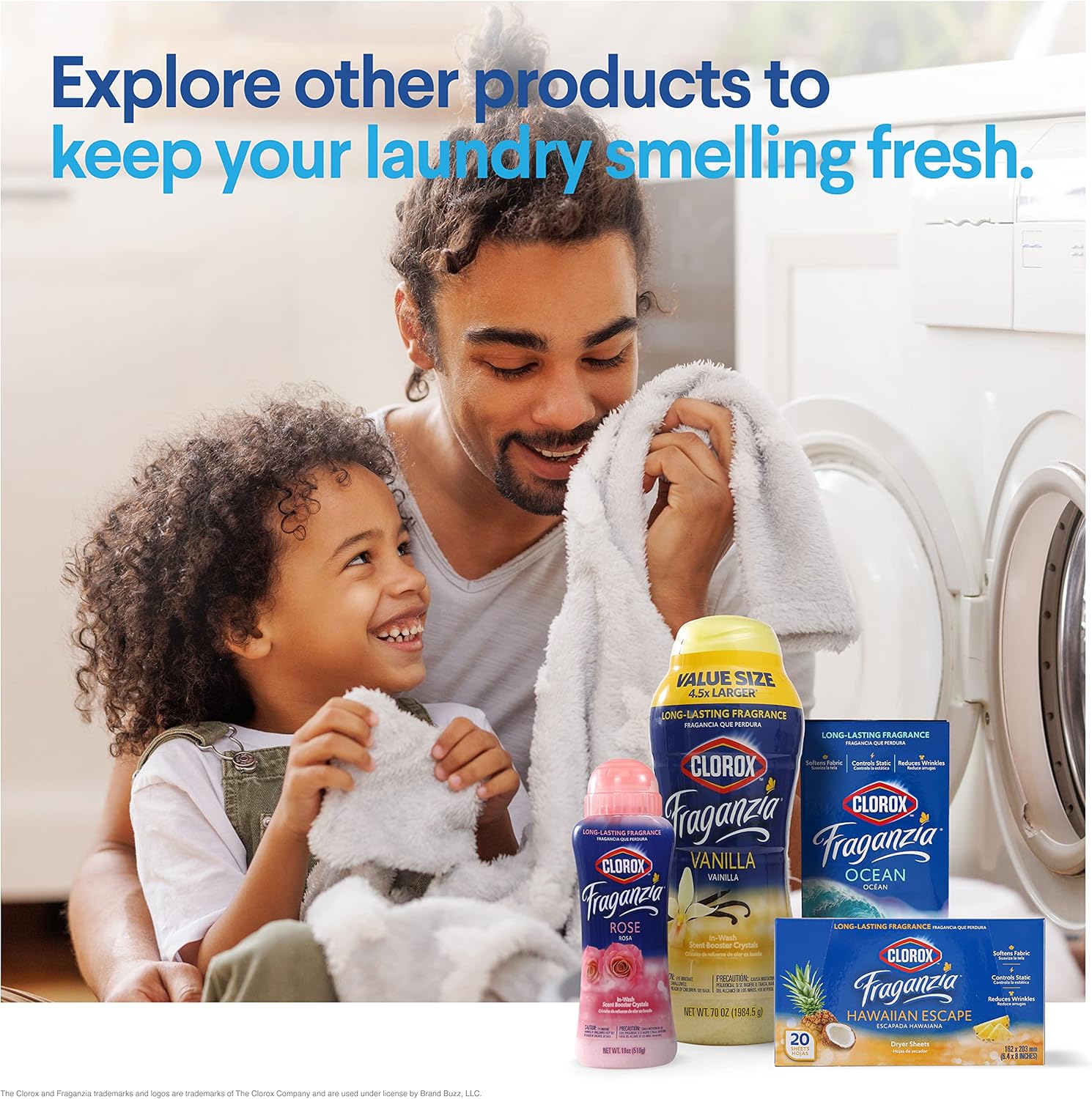 Clorox Fraganzia In-Wash Scent Booster Crystals in Ocean Scent, 18 Oz Twin Pack | Laundry Scent Booster Crystals | In-wash Scent Booster for Fresh Laundry in Ocean Scent 18 Ounce Twin Pack, 36oz