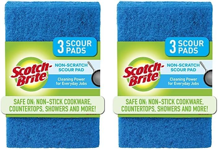 Scotch-Brite Non-Scratch Scour Pads, Scouring Pads for Kitchen and Dish Cleaning, 3 Pads