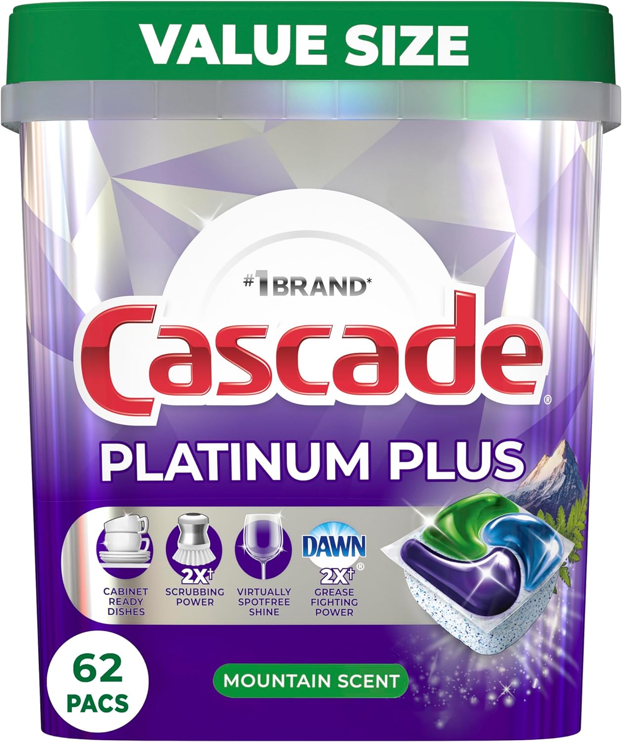 Cascade Platinum Plus Dishwasher Pod, Dish Detergent ActionPacs Dish Pods, Fresh, 52 Count