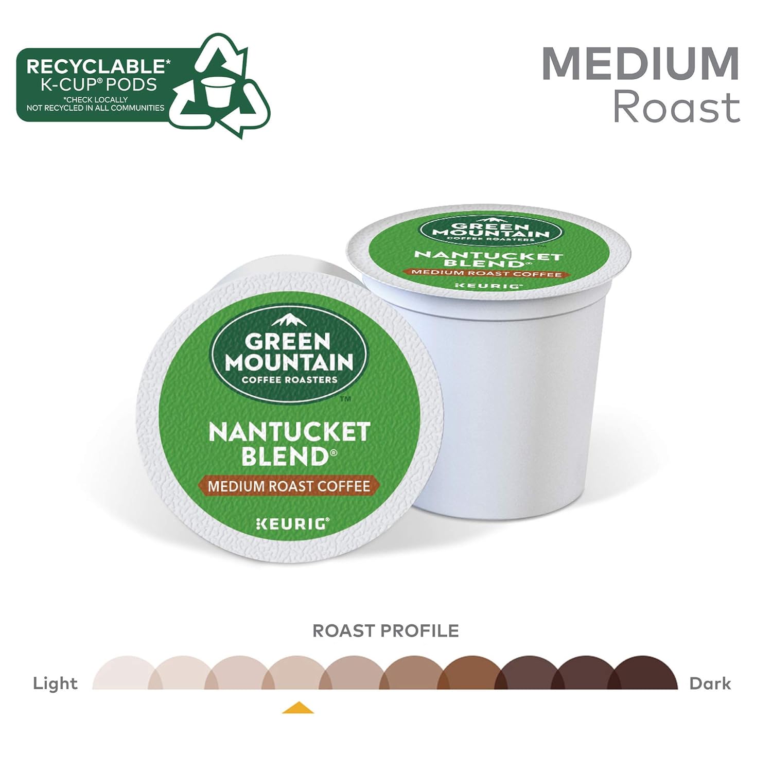 Green Mountain Coffee Roasters Half Caff Keurig Single-Serve K-Cup pods, Medium Roast Coffee, 72 Count (6 Packs of 12)