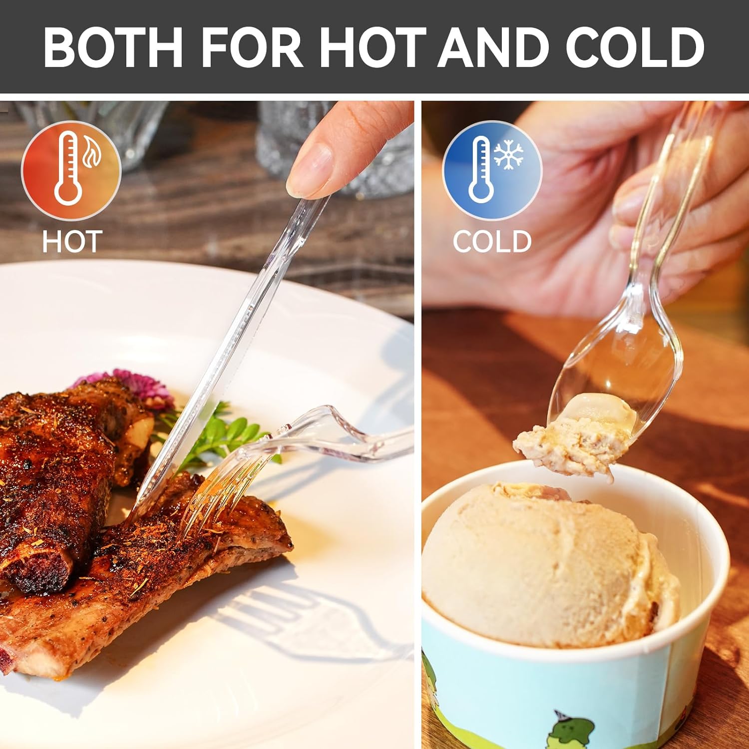 POSATE Heavyweight Plastic Spoons, Clear, 100 Count