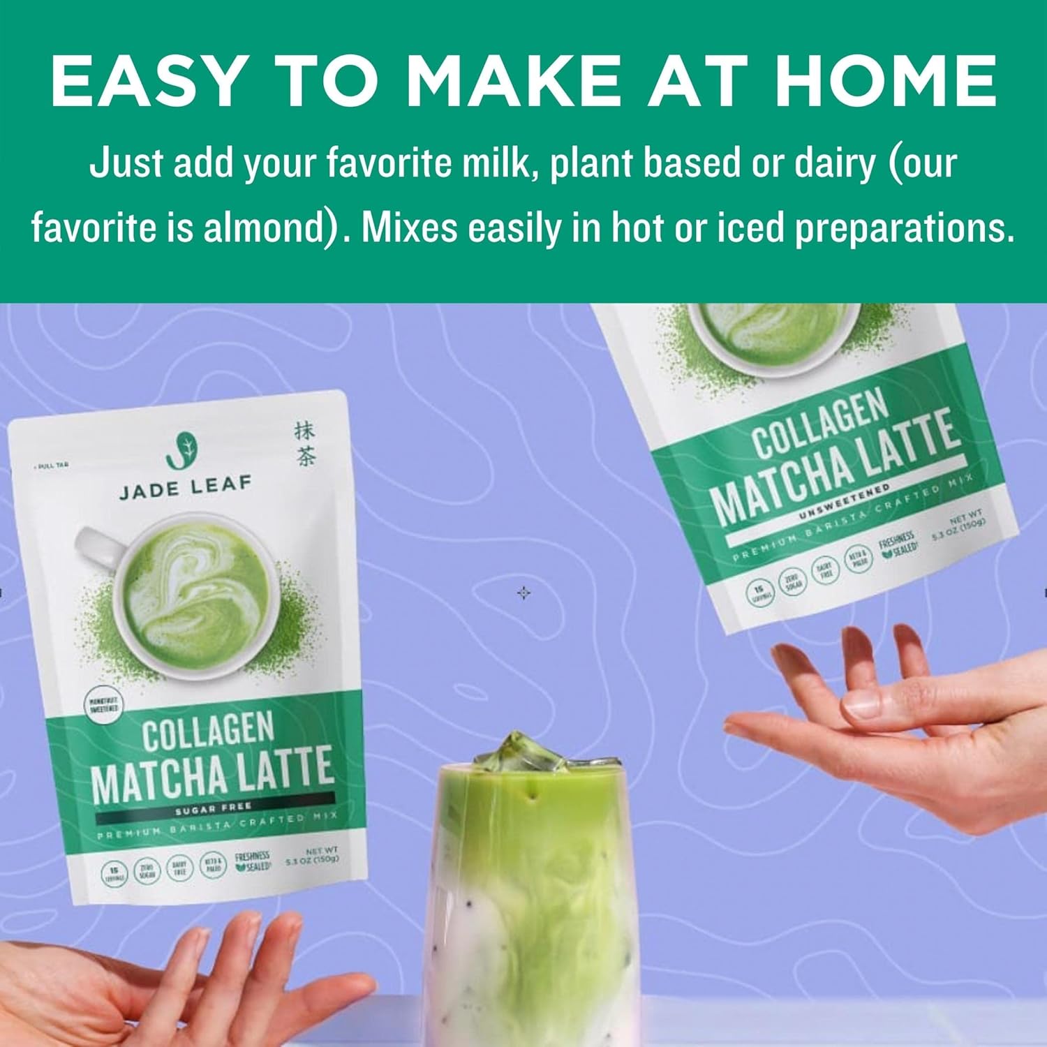 Jade Leaf Matcha Organic Café Style Sweetened Matcha Latte Premium Barista Crafted Mix - Original - Authentically Japanese (5.3 Ounce Pouch)