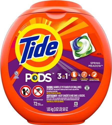 Tide PODS Liquid Laundry Detergent Soap Pacs, Powerful 3-in-1 Clean in One Step, He Compatible, Spring Meadow Scent, 76 Count
