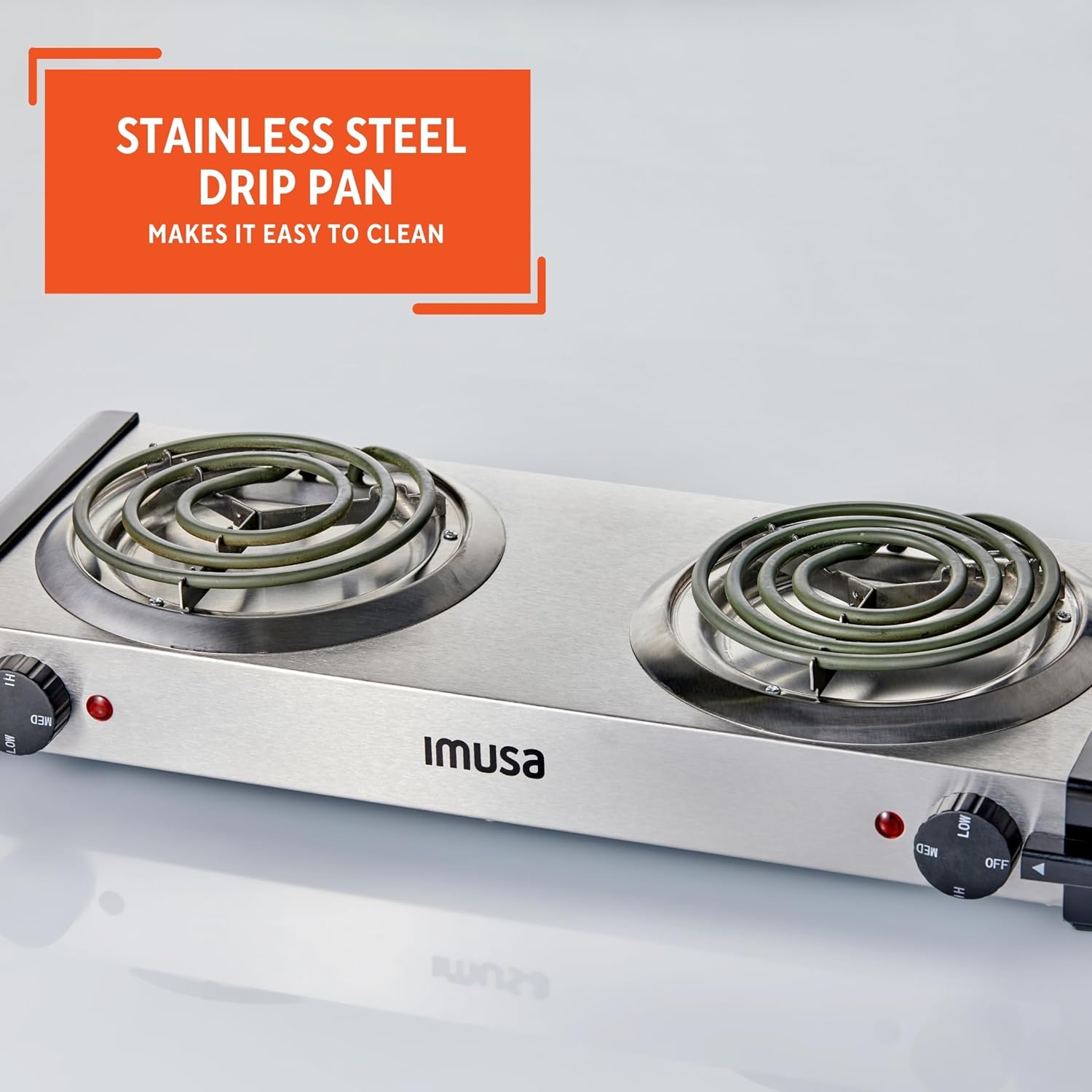 IMUSA USA GAU-80305 Electric Single Burner 1100-Watts, Black