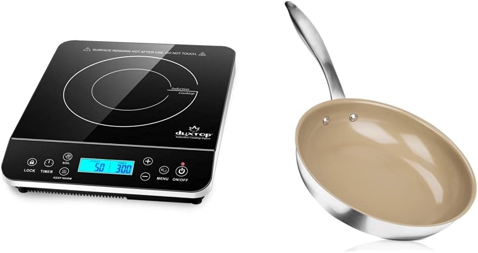 Duxtop Portable Induction Cooktop, Countertop Burner Induction Hot Plate with LCD Sensor Touch 1800 Watts, Silver 9600LS/BT-200DZ