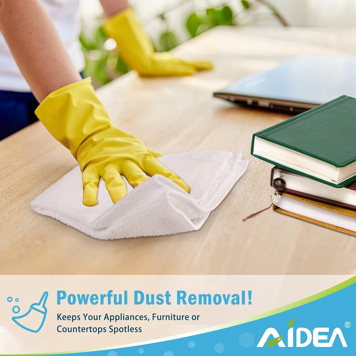 AIDEA Microfiber Cleaning Cloths White-50PK, Absorbent Cleaning Rags, Lint-Free Rags, Kitchen Towels Dusting Cloth, Bar Rags for Cleaning, Cleaning Towels Wash Cloth, Dish Towels White-11.5