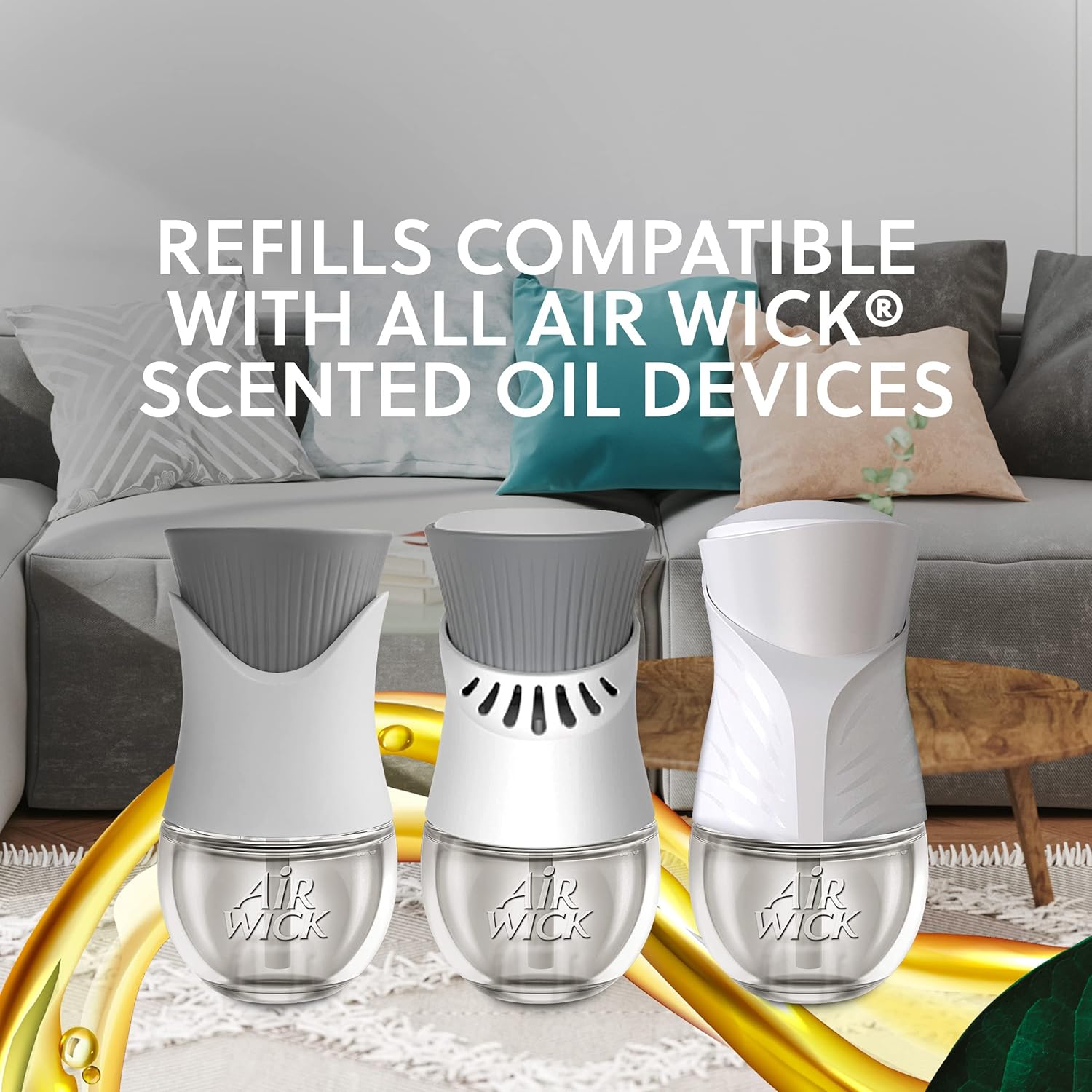 Air Wick Plug in Scented Oil Starter Kit, 2 Warmers + 6 Refills, Lavender & Chamomile, Eco Friendly, Essential Oils, Air Freshener