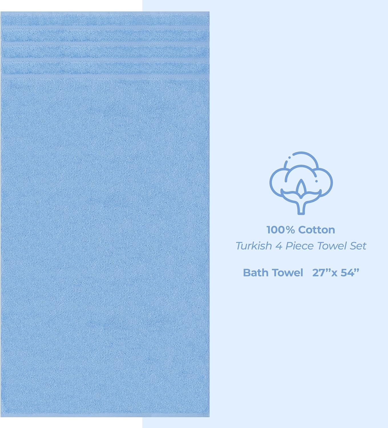 American Soft Linen Luxury 6 Piece Towel Set, 2 Bath Towels 2 Hand Towels 2 Washcloths, 100% Cotton Turkish Towels for Bathroom, Light Grey Towel Sets