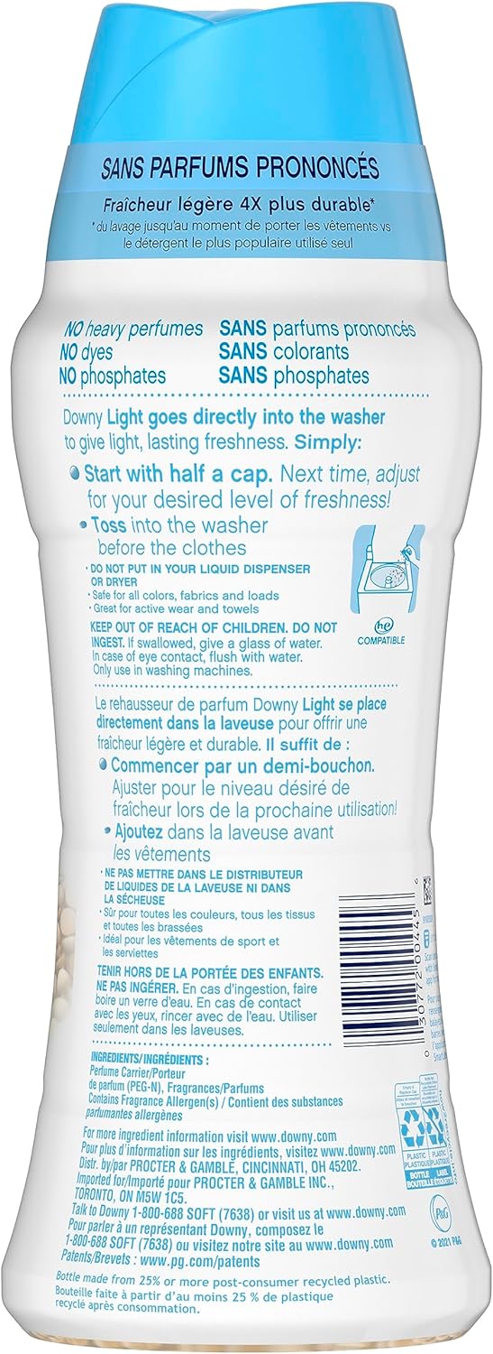Downy Light In Wash Scent Booster Beads, Ocean Mist Scent, 24 oz, Downy Scent Booster Beads, Laundry Beads, No Heavy Perfumes