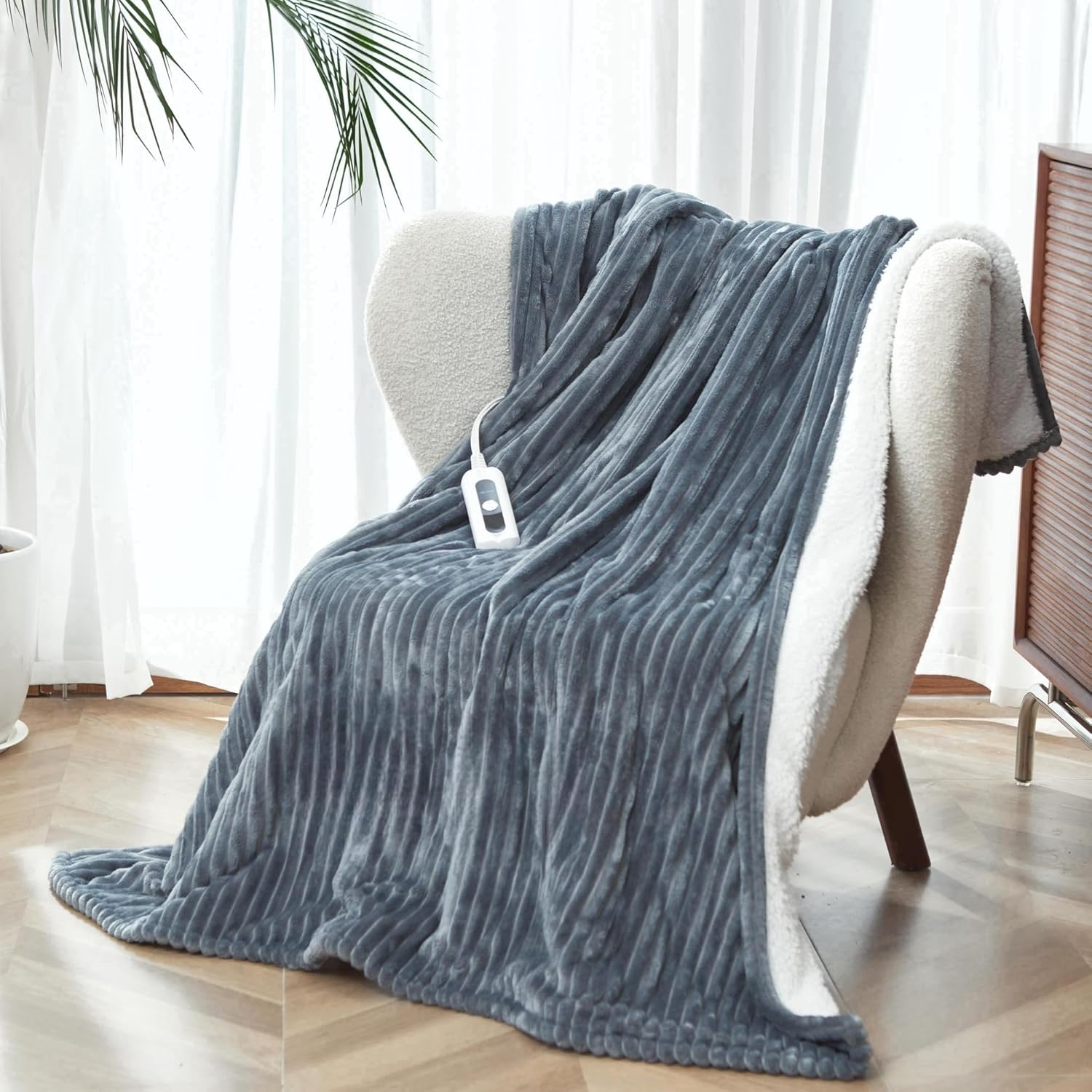 Heated Blanket Throw Size, Soft and Cozy Electric Heating Blanket for Bed, Automatic Safety System 6 Heating Levels & 4 Hours Auto-Off, 50