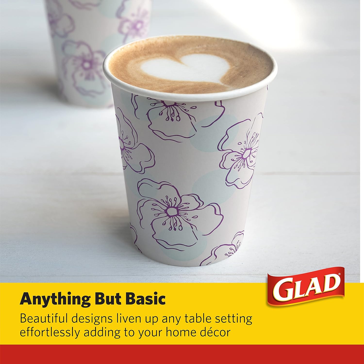 Glad Round Disposable Paper Plates 10 in, Blue Flower|Soak Proof, Cut Proof, Microwave Safe Heavy Duty Paper Plates For Parties|50 Count Bulk Paper Plates 10 Inch