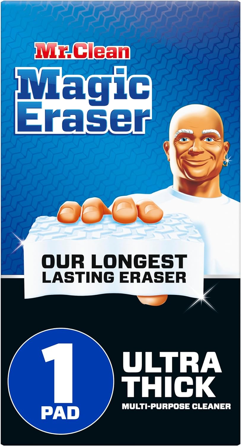 Mr. Clean Magic Eraser Ultra Thick Multi Purpose Cleaner, Magic Eraser Sponge Multi Surface Cleaner, 5ct