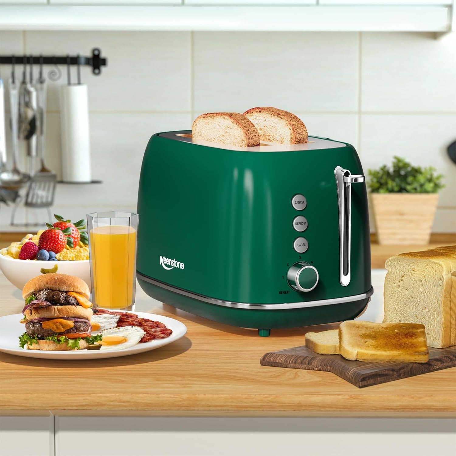 2 Slice Stainless Steel Toaster Retro with 6 Bread Shade Settings, Bagel, Cancel, Defrost Function, 2 Slice Toaster with Extra Wide Slot, Removable Crumb Tray, White