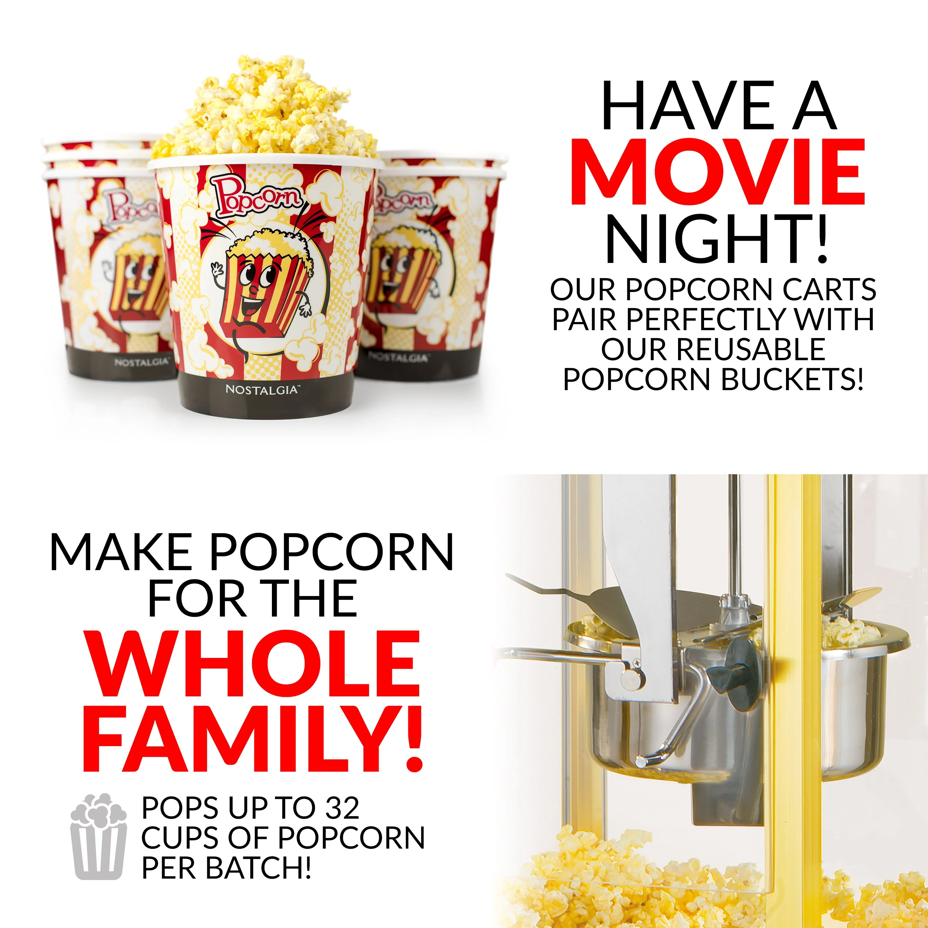 Vintage Professional Popcorn Cart - NEW 8-Ounce Kettle - 53 Inches Tall