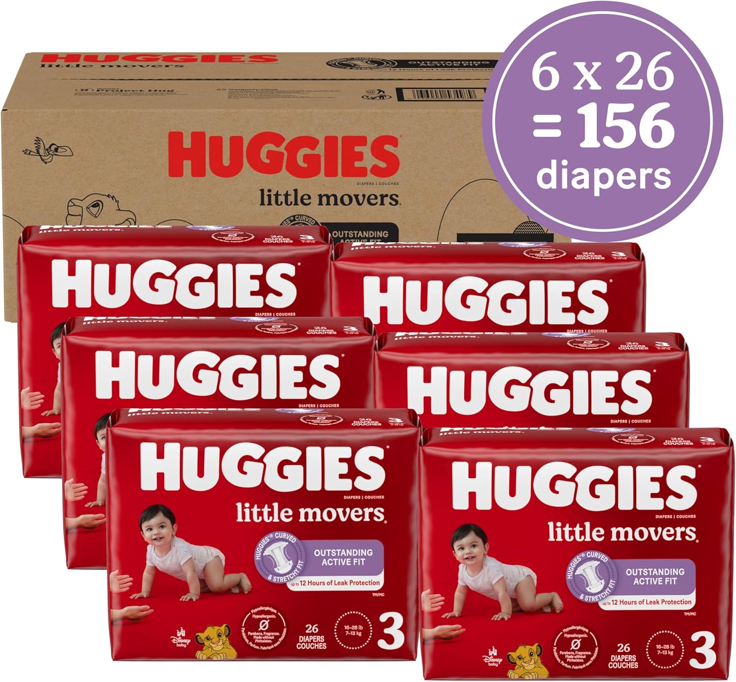 Huggies Size 5 Diapers, Little Movers Baby Diapers, Size 5 (27+ lbs), 120 Count (2 Packs of 60)