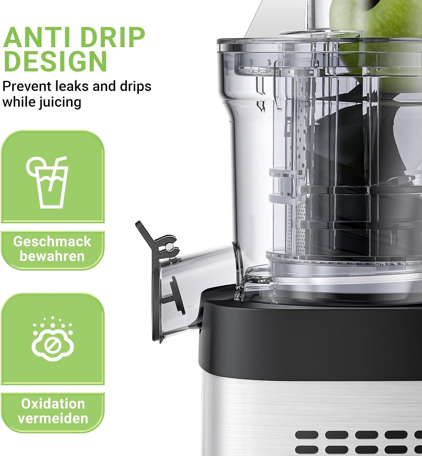 AMZCHEF Cold Press Juicer, Juicer Machines - 5.2