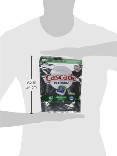 Cascade Platinum Dishwasher Pods, Detergent, Soap Pods, Actionpacs with Dishwasher Cleaner and Deodorizer Action, Fresh, 62 Count