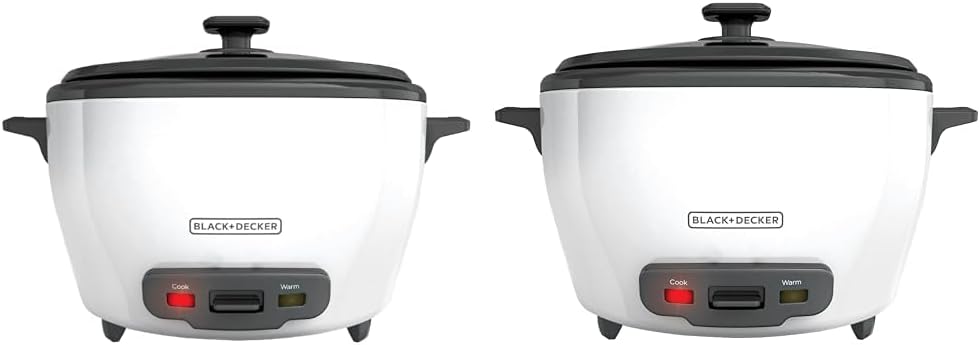 BLACK+DECKER 6-Cup Rice Cooker, RC506, 3-cup Uncooked Rice, Steaming Basket, Removable Non-Stick Bowl, One Touch