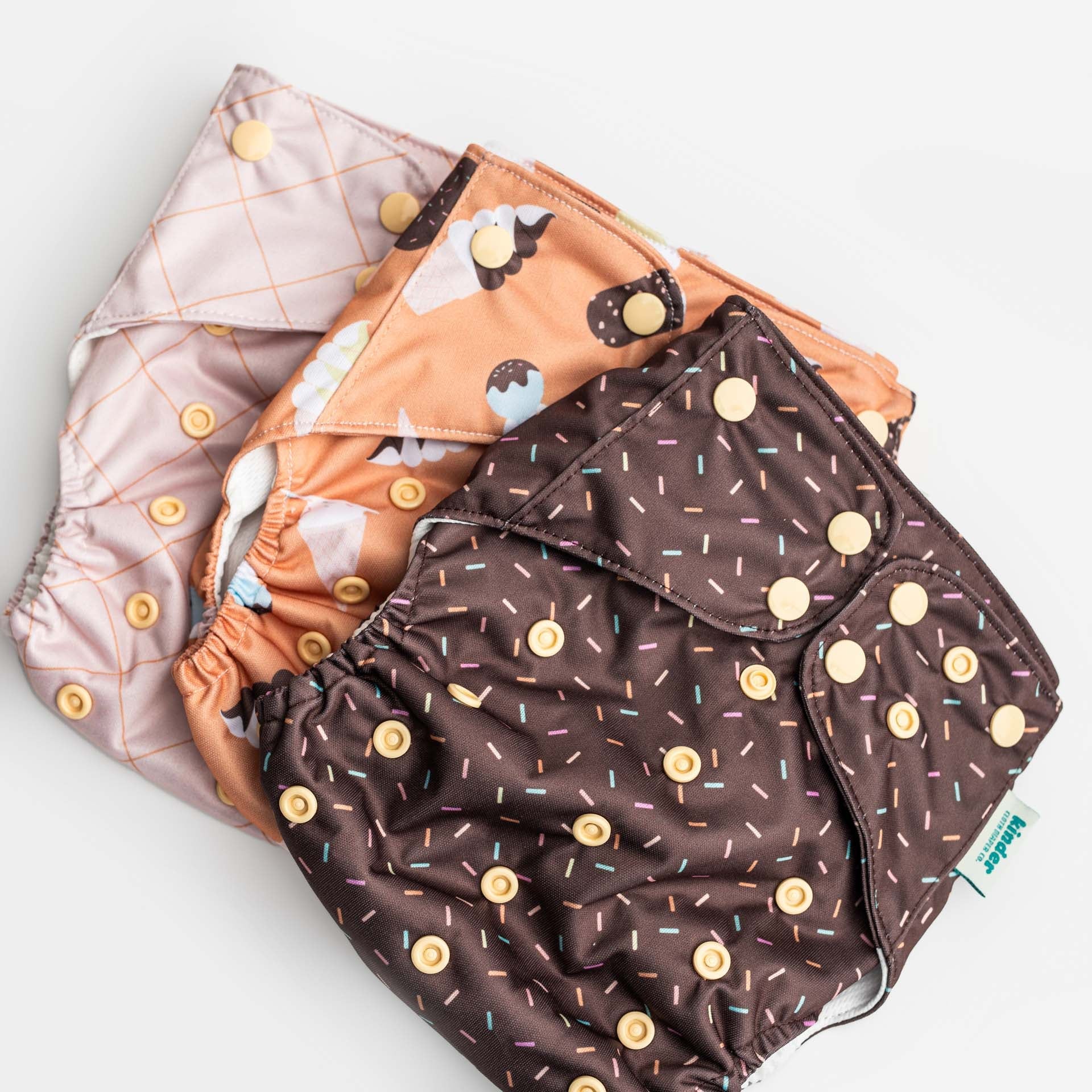 Kinder Cloth Diaper Co. Patterned Basics Pocket Cloth Diaper with Athletic Wicking Jersey
