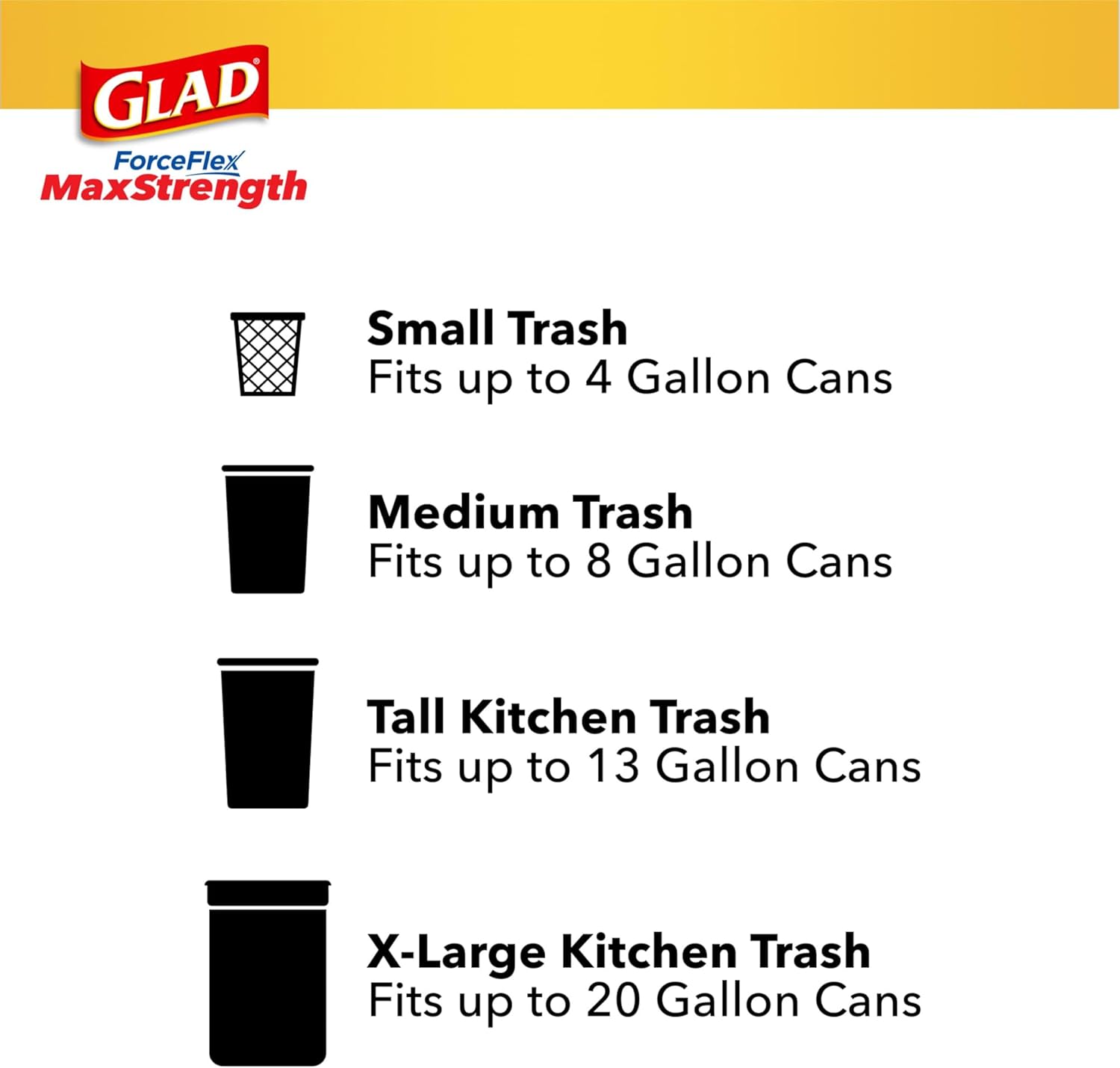 Glad Trash Bags, ForceFlexPlus XL X-Large Kitchen Drawstring Garbage Bags - 20 Gallon Grey Trash Bag, Fresh Clean with Febreze Freshness 80 Count (Package May Vary)