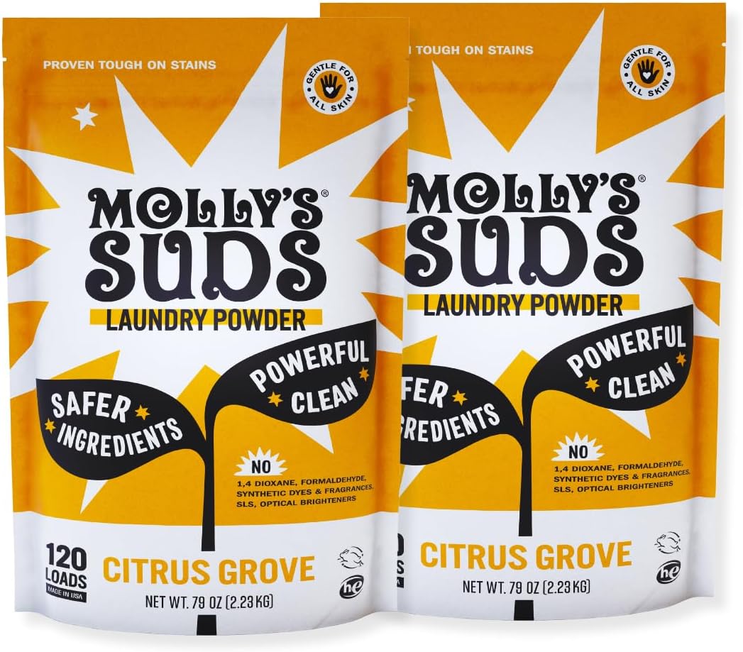 Molly's Suds Original Laundry Detergent Powder | Natural Laundry Detergent Powder for Sensitive Skin | Earth-Derived Ingredients, Stain Fighting | 120 Loads (Unscented)
