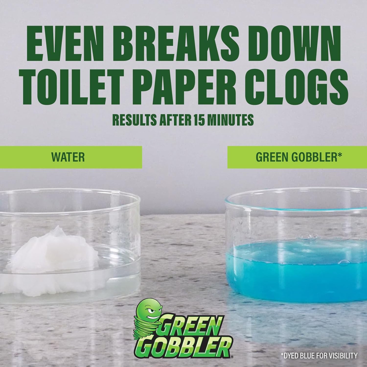 Green Gobbler Drain Clog Remover | Toilet Clog Remover | Dissolve Hair & Organic Materials from Clogged Toilets, Sinks and Drains | Drain Cleaner and Opener, 128 oz