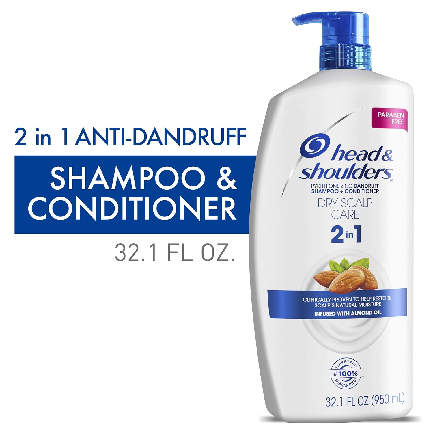 Head & Shoulders 2-in-1 Dandruff Shampoo and Conditioner Set, Advanced Dry Scalp Care, Anti Dandruff Treatment, Nourishing Almond Oil, Itch & Dryness Relief, Scalp Shield, 32.1 Fl Oz Each, 2 Pack