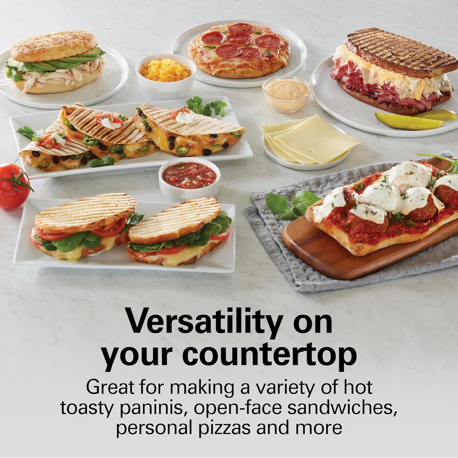 Hamilton Beach Panini Press Sandwich Maker & Electric Indoor Grill with Locking Lid, Opens 180 Degrees for any Thickness for Quesadillas, Burgers & More, Nonstick 8