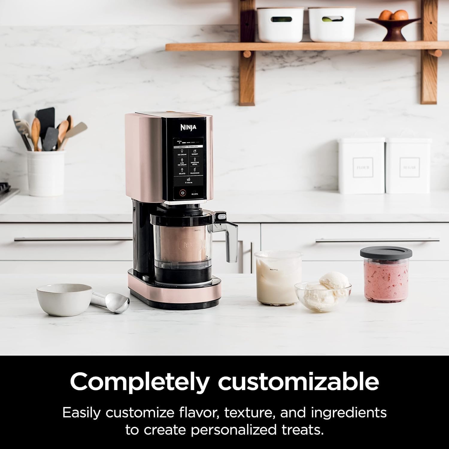 SharkNinja NC301 CREAMi 7-In-1 Ice Cream Maker with 7 Custom Frozen Treat Modes and Easy 3-Step Treat Preparation (Cloud Silver, Renewed)