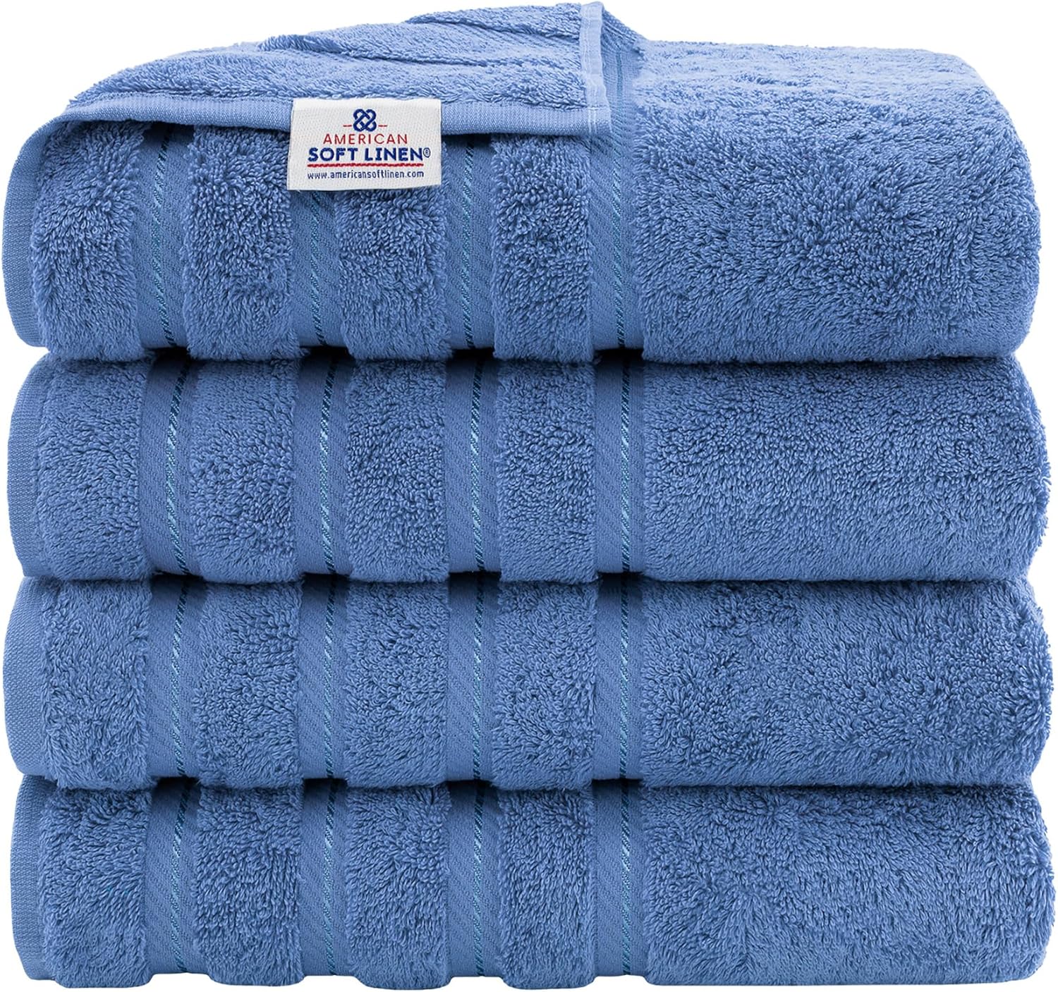 American Soft Linen Luxury 6 Piece Towel Set, 2 Bath Towels 2 Hand Towels 2 Washcloths, 100% Cotton Turkish Towels for Bathroom, Light Grey Towel Sets